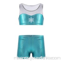 inlzdz Kids Girl's 2pcs Tankini Blue Snowflake Crop Top with Booty Shorts Gymnastics Leotard Dancewear Swimsuit B07K65F15K